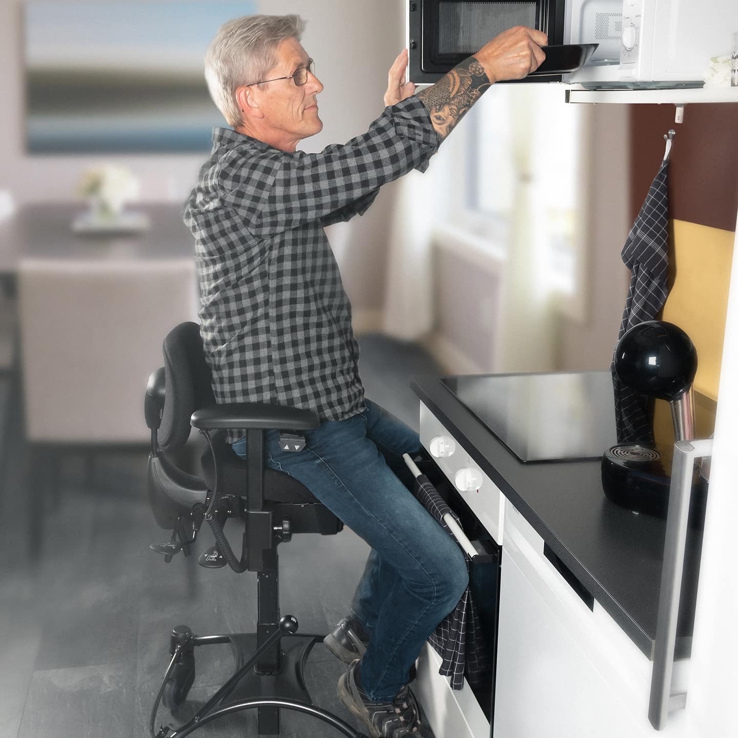 VELA Tango ståstøtte stol med el-hejs sit stand electric microwave